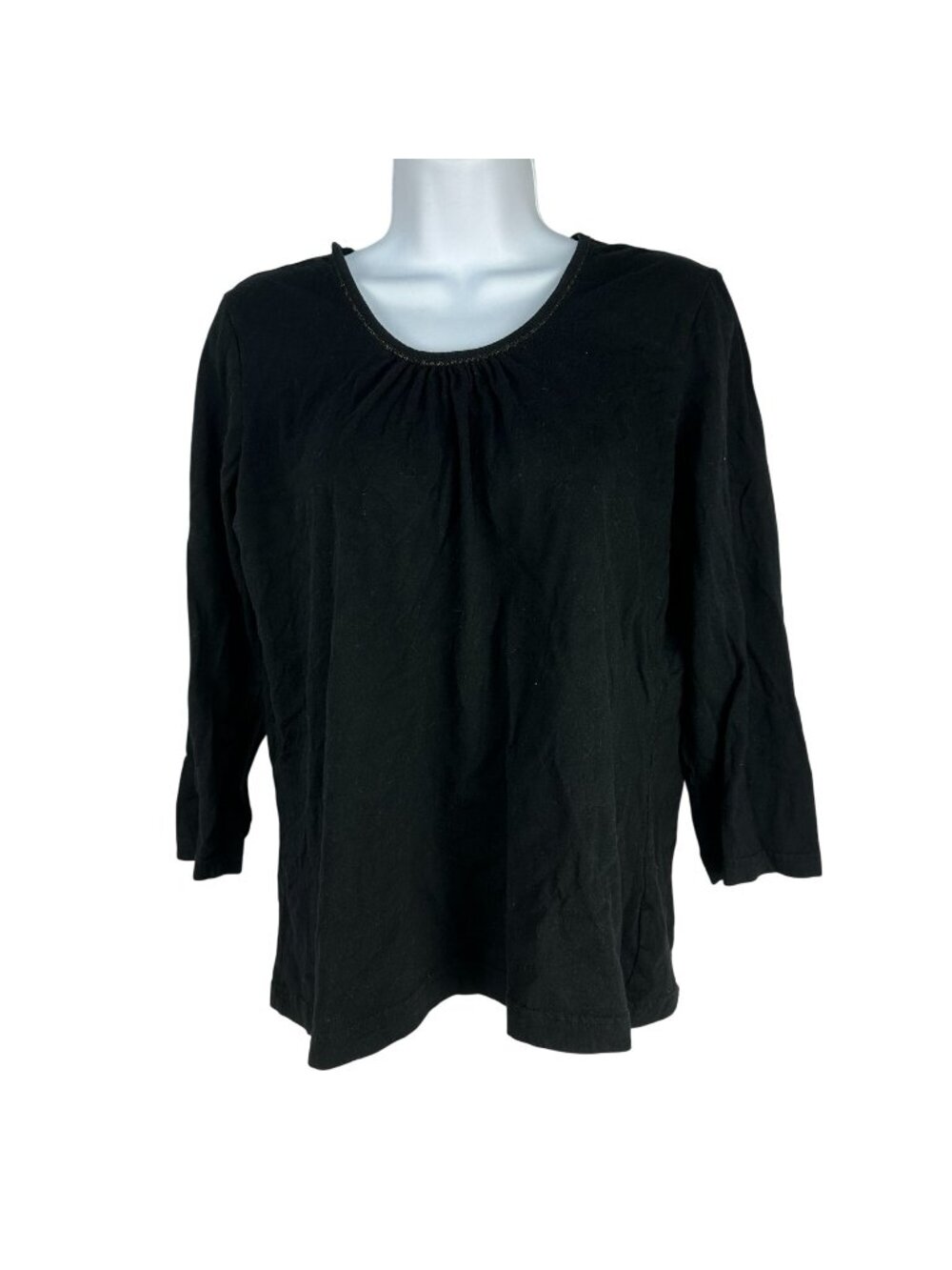 Three Hearts Womens Black Long Sleeve Top Medium Lightweight Casual Comfortable